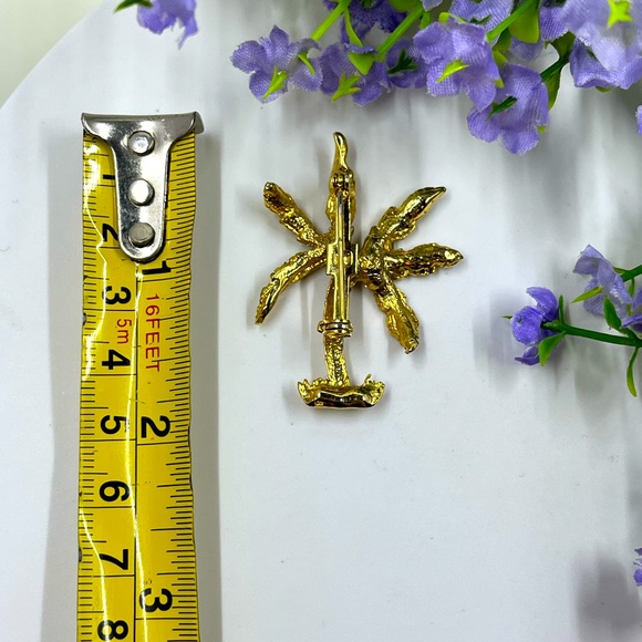 Cute Palm Tree Vintage Brooch with Crystal Accents - Picture 5 of 5